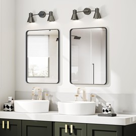 Acovy Bathroom Mirror 22x30 inch, Rustproof Aluminum Metal Framed Mirror for Wall, Matte Black Bathroom Vanity Mirror, Shatterppoof Mirror, Living Room, Hanging or Leaning Horizontal or Vertical