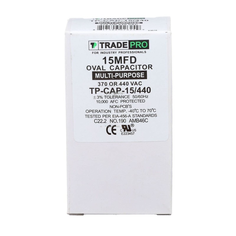 TRADEPRO (TP-CAP-15/440) 15 MFD (Microfarads) 440 Volt Oval Single Run
