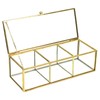 HighFree Gold Glass Tea Bags Box with 3 Compartments, Countertop