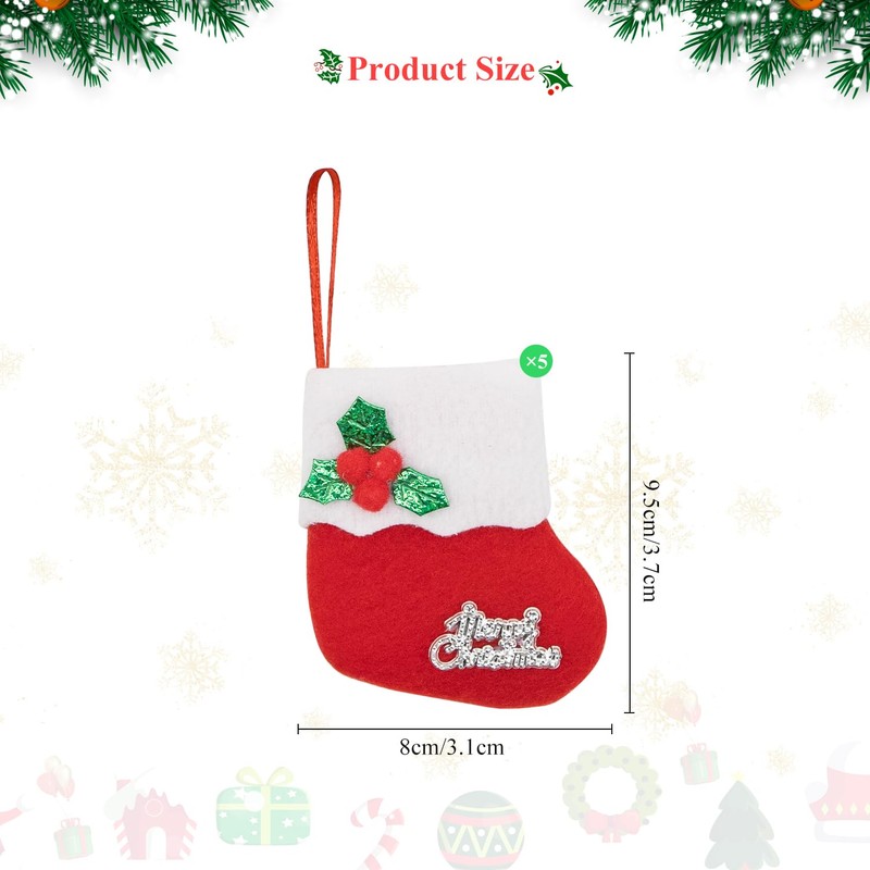 CHEERYMAGIC Mini Christmas Stocking, Xmas Stocking Tree Felt Ornaments Little