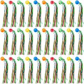 Hungdao 20 Pcs Christmas Child Operation Comet Balls Bouncy Balls Party Favors for Kids Toddler Large Rubber Bouncy Balls with Colorful Streamers Rainbow Party Favors