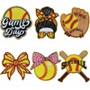 6PCS Softball Iron on Patches, Yellow Game Day Iron on