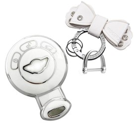 SANRILY Sliver-edge Smart Key Fob Cover Case for Mini Cooper Clubman Countryman Paceman Roadster R55 R56 R57 R58 R59 R60 R61 CAS3 Keyless Key Holder with Bow-knot Keychain White