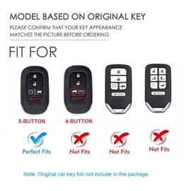 Hontumax Genuine Leather 5-Button Key Fob Cover Case for Honda Civic Accord Pilot CRV Pilot HRV 2022 2023 2024 2025 (Blue)