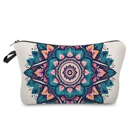 Livel lhood Floral Mandala Makeup Bag Cute Small Organizer Zipper Pouch Floral Mandala Cosmetic Bag Birthday Present for Women Friends-2
