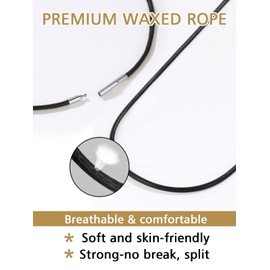 FindChic Waterproof Black Leather Cord Necklaces for Women Men 2mm/3mm Width 16inch to 30 inch Brown Waxed Rope Chain to Match Pendant, with Gift Box, Leather, No Gemstone