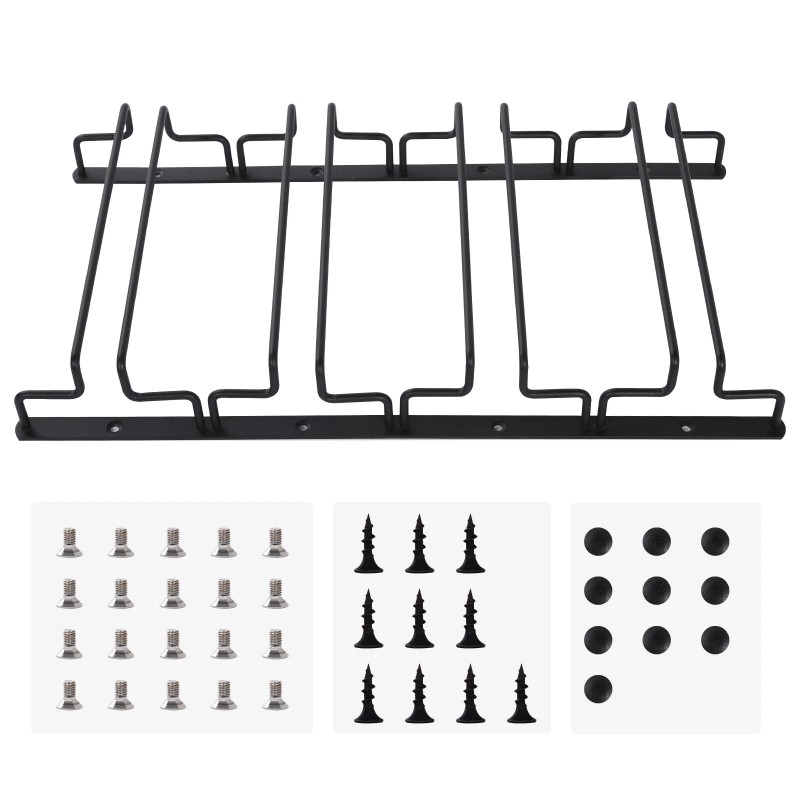 Uten 4 Rows Wine Glass Racks Under Cabinet Wall Mounted