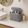Toilet Paper Storage Basket with Lid, Narrow Bathroom Organizer for