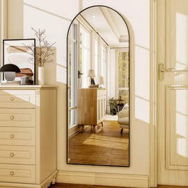 HARRITPURE 64"x21"Full Length Mirror Arch Floor Mirrors with Aluminum Alloy Frame Free-Standing Wall Mounted or Leaning Large Bedroom Dressing Mirror Modern & Contemporary Decor for Home,Silver