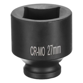 sourcing map 4 Point Square Socket 1/2" Drive 27mm Metric Square Impact Socket CR-MO Blackening Standard Wheel Sockets Pneumatic Socket Tool for Auto Repair Mechanical Maintenance Home Use