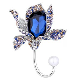 GROWSUNER Women's Fashion Crystal Rhinestone Brooch, Court Vintage Wedding Party Brooch - Blue Orchid