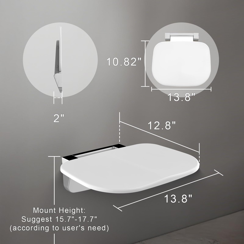 Easywow Folding Shower Chair Wall Mounted Fold Down Shower Seat