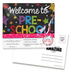 Welcome To Preschool Colorful Chalkboard Themed Blank Postcards For Teachers To Send To Students, 4"x6" Fill In Notecards by AmandaCreation (30)