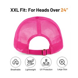 Zylioo XXL Vintage Trucker Cap Baseball Cap for Large Head, Mesh Running Caps Cap Size 60-65 cm, Summer UV Protection Sports Caps, pink, XXL