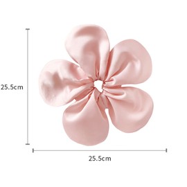 Pink Flower Scrunchy Hair Tie, Big Satin Flower Shape Hair Tie Elastic Hair Band Large Silky Ponytail Holder Flower Hair Accessories for Girls Women Thick Hair