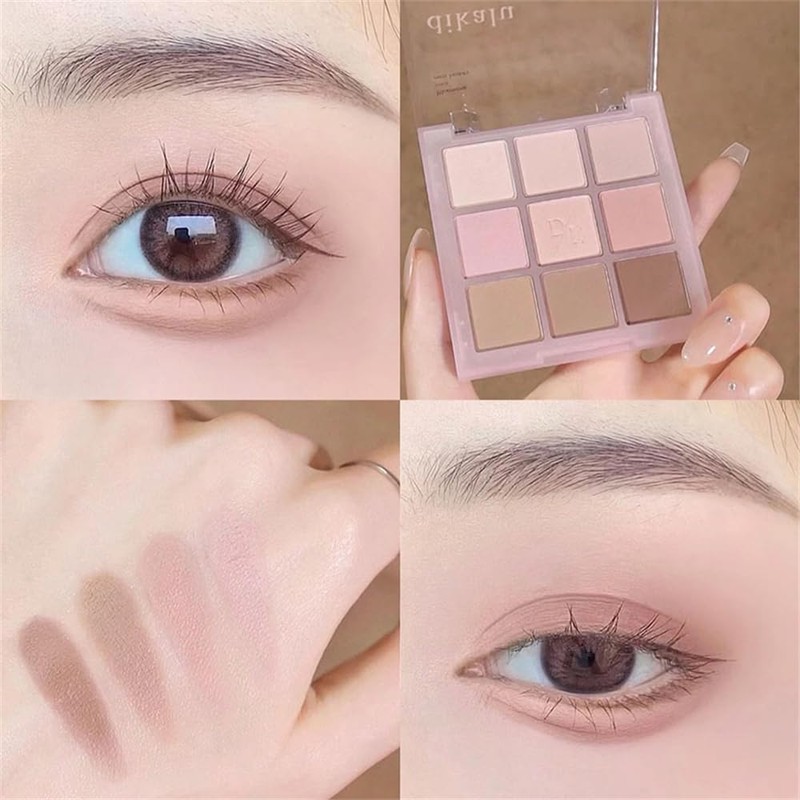 9-Color Glitter & Pastel Eyeshadow Palette - Long-Lasting, Creamy, Waterproof,