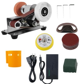 Mini Belt Sander Multifunctional Electric Belt Grinder 7 Adjustable Speed Low Noise 15° Cutter Sharpener Sander Tool Small Polishing Grinding Machine for Metal Jewelry Cutter US