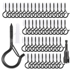 saerryor 50 Pack Q-Hanger Hooks with Safety Buckle,Screw Hooks Includes Wing Nut Driver for Party Light Plants Wind Chimes