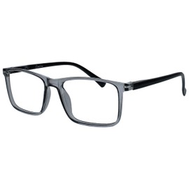 Opulize Ink MMMM4-7 -1.50 Long Distance Glasses Pack of 4 Large Rectangular Frame Spring Hinges Scratch-Resistant Grey Men Women