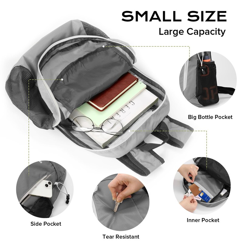 VPBAGE 15L Highly Water-resistant Hiking Daypack, Small Backpack Travel Outdoor,