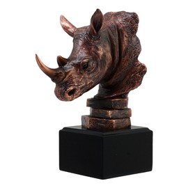 Gifts & Decor Ebros Black African Rhinoceros Bust Statue 7.5" Tall Rhino Monolith Bronze Electroplated Figurine with Base