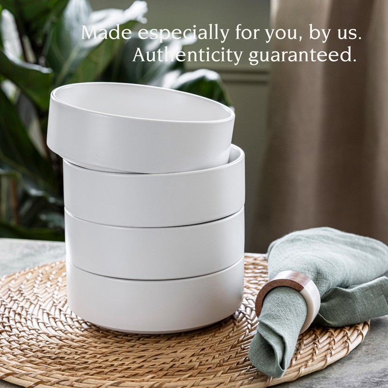 over&back Stackable Cereal Bowl Set - Stoneware Dishes - Comes