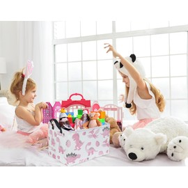 Sanjiaofen Rectangular Pink Basket,Dinosaur Basket Cute Storage Basket Organizer for Kids Room Dinosaur Decor ,Clothers,Toys Box,Books,Kid's Gifts Storage. (Pink Dinosaur)