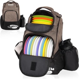 NEGREW Disc Golf Bag Holds 25+ Discs, Large Capacity Golf Bags with Mutiple Pockets, Durable Disc Golf Backpack, Great Gifts or Disc Golf Accessories for Men (Khaki)