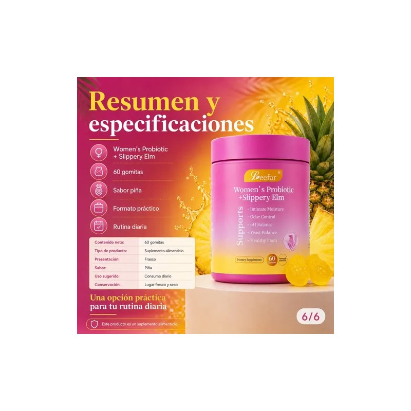 Probióticos Mujer Para Balance De Ph Sabor Piña 60 Piezas