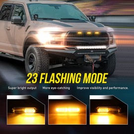 Amber Led Grille Lights for Trucks, 12-Led, Emergency Surface Mount Grill Strobe Light, Mini Warning Flashing Bar, Upgraded Waterproof for Dodge Ford Toyota Tacoma Truck, 12PC Pack