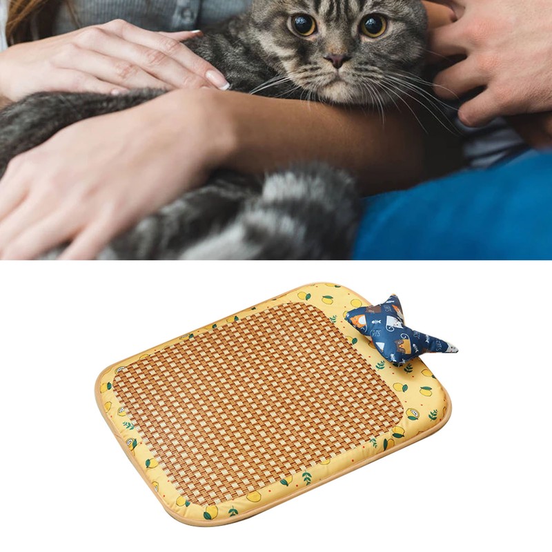 Dog Rattan Cooling Mat Bite Resistant Comfortable Breathable Cat Cooling