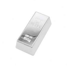 SABLUE Fake Silver Realistic Silver Novelty Gift Toys Joke Simulated Silver Brick for Pirate Games Party Favor (S-M)