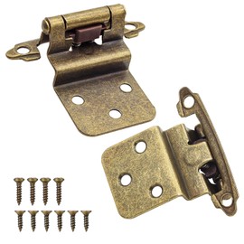 3/8" Inset Antique Brass Cabinet Door Hinges, 20 Pack (10 Pairs) Self Closing Kitchen Cabinet Hinge Hardware for Cabinet Doors