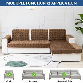 Eismodra Sectional Couch Covers,L Shape Sofa Slipcover Furniture Protector for Dogs Cats Pet Chaise Lounge 3 Cushion Couch Loveseat,Light Brown 36 x 36 inches (Only 1 Piece)