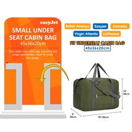 for Easyjet Airlines Cabin Bag 45x36x20 Underseat Foldable Travel Duffel Bag Holdall Tote Carry on Luggage Overnight for Women and Men 30L(Army Green (with Shoulder Strap))
