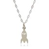 Sterling Silver Tiny Rocket Space Ship Flat Charm Necklace, 18"