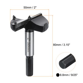 sourcing map Forstner Drill Bit 2"(50mm) Tungsten Carbide Wood Drilling Bit Hinge Cutter with Hex Shank for Hardwood Softwood Plywood Woodworking Drilling