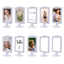 Meonua Double Sided Standing Picture Frames 4x6 2 Side Pedestal Picture Frames Plastic White Photo frames Set for Display (10 pack)