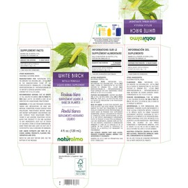 Naturalma White Birch (Betula pendula, alba or verrucosa) Leaf Alcohol-Free Tincture - 4 fl oz Liquid Extract in Drops - Herbal Supplement - Vegan