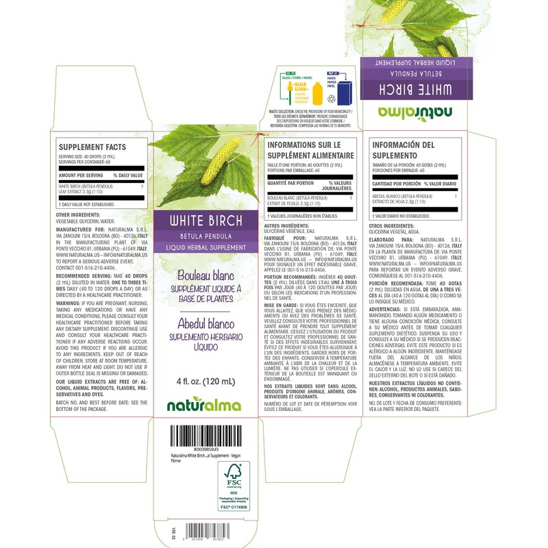 Naturalma White Birch (Betula pendula, alba or verrucosa) Leaf Alcohol-Free