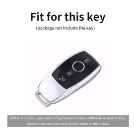 ontto Key Fob Cover Keyring for Mercedes C S E Class E200 E300 E200L E300L E320L AMG CLA GLA CLK GLC Key Cover Case Accessories Leather key holder keychain Protector 3 Buttons Brown