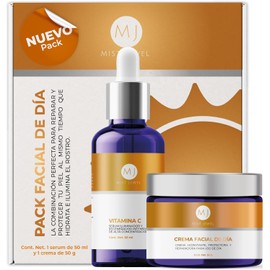 MIST JEWEL |Paquete Facial con serum Vitamina C + E + Ácido hialurónico y Crema de Día fotoprotectora FPS 30 Ácido Ferúlico y Vit C 50g | Skincare facial de máxima proteccion e hidratación para el día