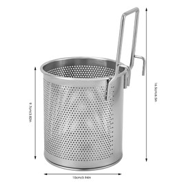 Xuthusman Pasta Mesh Basket Hot- pot Mesh Net Basket 304 Stainless Steel Electroplated Mesh Basket Pasta Insert Strainer Hanging Noodle Strainer with Handle Kitchen Utensils (3.94 * 6.5 in)