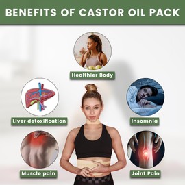 Premium Castor Oil Pack Wrap, Organic Castor Oil Packs for Liver Detox, Fibroids, Stomach - Reusable and Absorbent Cotton Flannel Castor Oil Wrap Kit with Adjustable Strap (Skin)