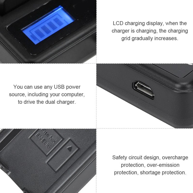 SEIVI EN EL15 Camera Battery Charger LCD Charging Display for