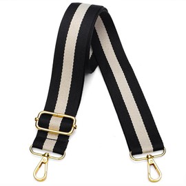 Lekesky Purse Strap Replacement Crossbody, Black & Milk White Purse Strap for Women, 2 Inch Adjustable Bag Straps Replacement