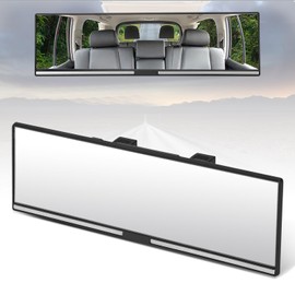 Auto Dynasty Clip on Wide Angle Rear View Mirror, 11" Universal Interior Rearview Mirror for Cars Trucks SUVs, Flat Glass, Less Distortion
