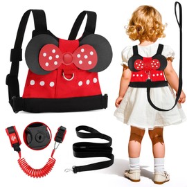Lehoo Castle Toddler Harness with Leash, 3-in-1 Toddler Leash with Anti Lost Wrist Link for Toddlers, Kid Leashes for Girls, Baby Leashes for Toddlers (Minnie)