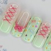 Mint Corset Handmade Nail Tips - Coffin Egg / 민트
