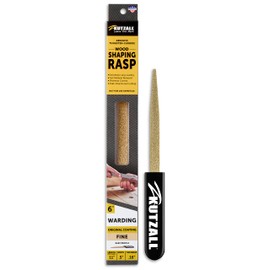 Kutzall Original 6" Warding Hand Rasp - Fine, Wood Rasp/File Used for Woodworking & Shaping, W/Ergonomic Soft Grip Handle, Abrasive Tungsten Carbide Coating - 11" (279.4mm) Overall Length - WD6170